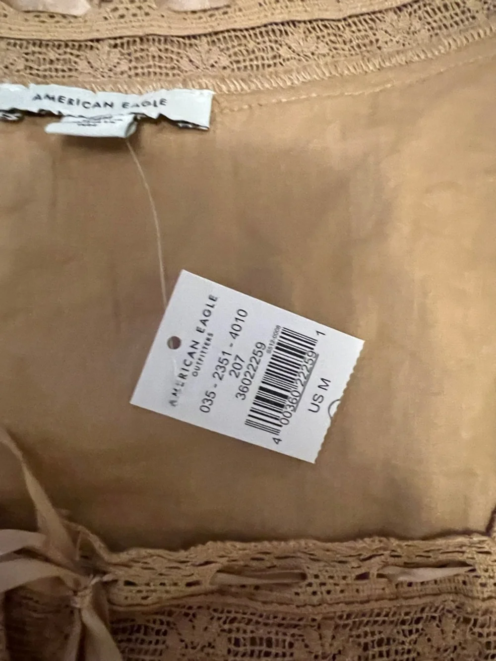 American Eagle Boho Peasant Top Medium NWT Lace Trim Prairie Cottagecore - Picture 5 of 7